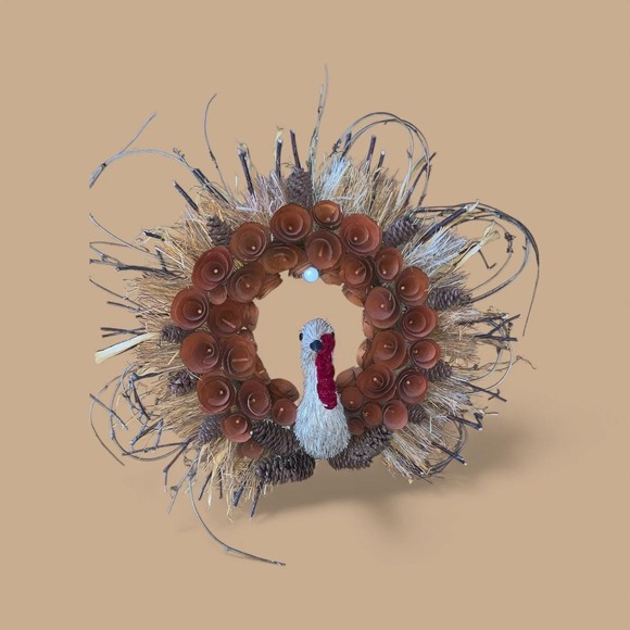Thanksgiving Holiday Wreath Made Of Twigs And Natural Items
